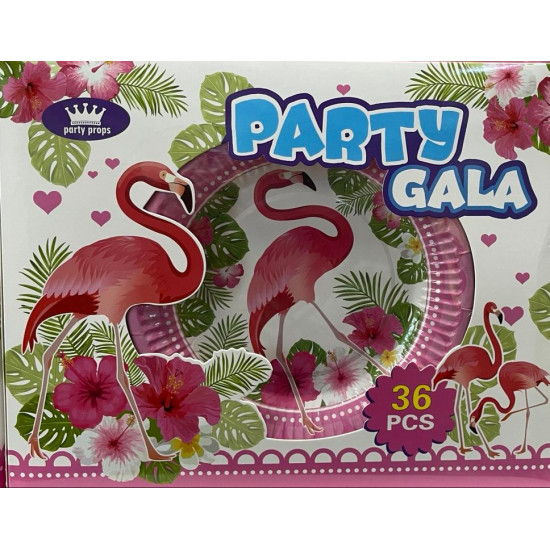 Set 36 piese petrecere Flamingo Gala Party