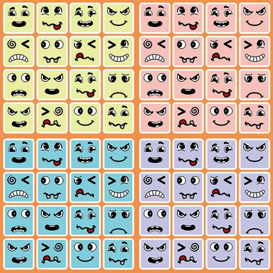 Set cuburi lemn Emotii Expression puzzle