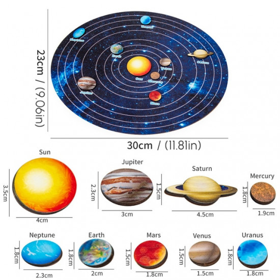 Puzzle lemn incastru Spatiu cosmic Sistem solar 8 planete