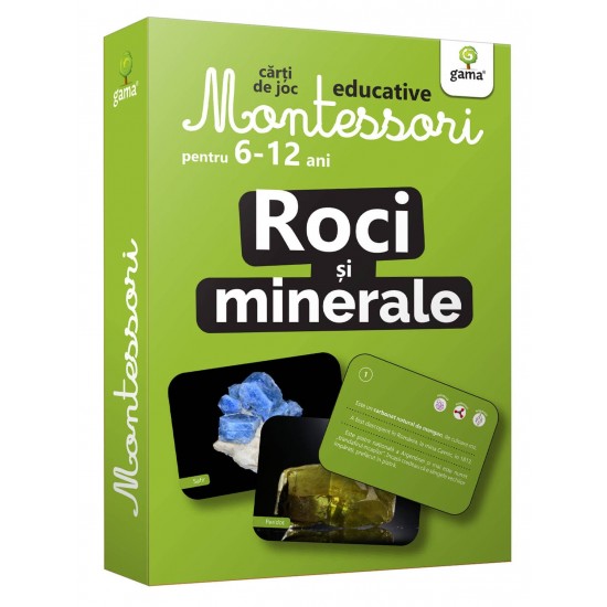 Roci si Minerale  Carti de joc Montessori pentru 6-12 ani.