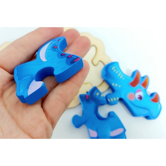 Puzzle 3 piese Dino Triceratops