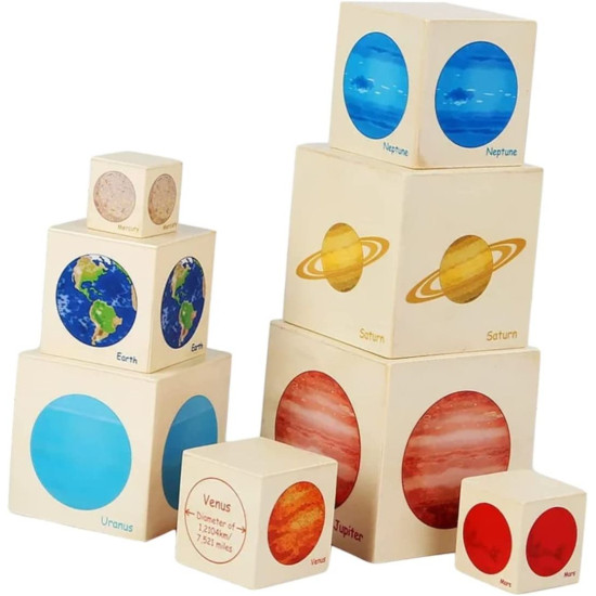 Turn Montessori Cuburile de stivuire cu planete