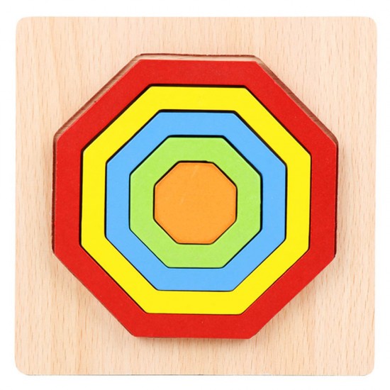 OCTOGON - Puzzle 3D Lemn Curcubeu Montessori Forme Si Marimi