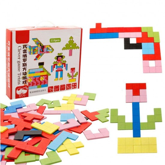Joc Tetris din lemn 114 piese