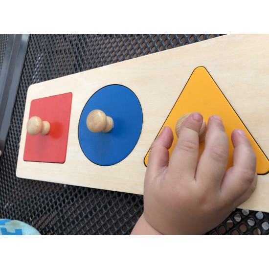 Montessori puzzle incastro - forme geometrice si culori din lemn