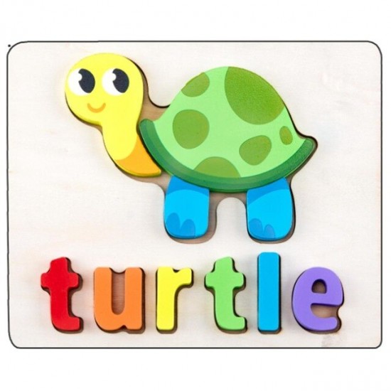 Puzzle Din Lemn Cuvinte In Limba Engleza - Broasca Testoasa (Turtle)