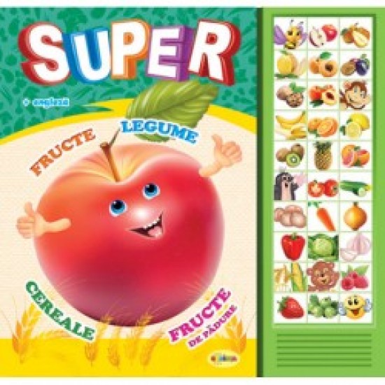 Carte cu sunete - Super fructe, legume in romana si engleza