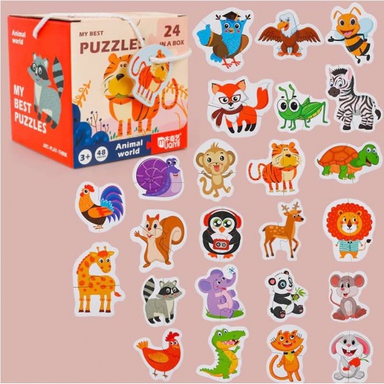 Set 24 puzzle din 2 piese Animale