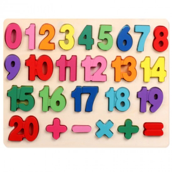 Puzzle cifre si semne Color din lemn