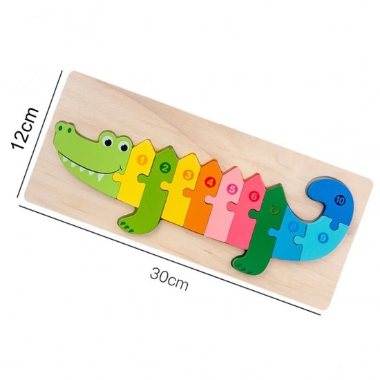 Puzzle educativ numerotat din lemn Crocodil